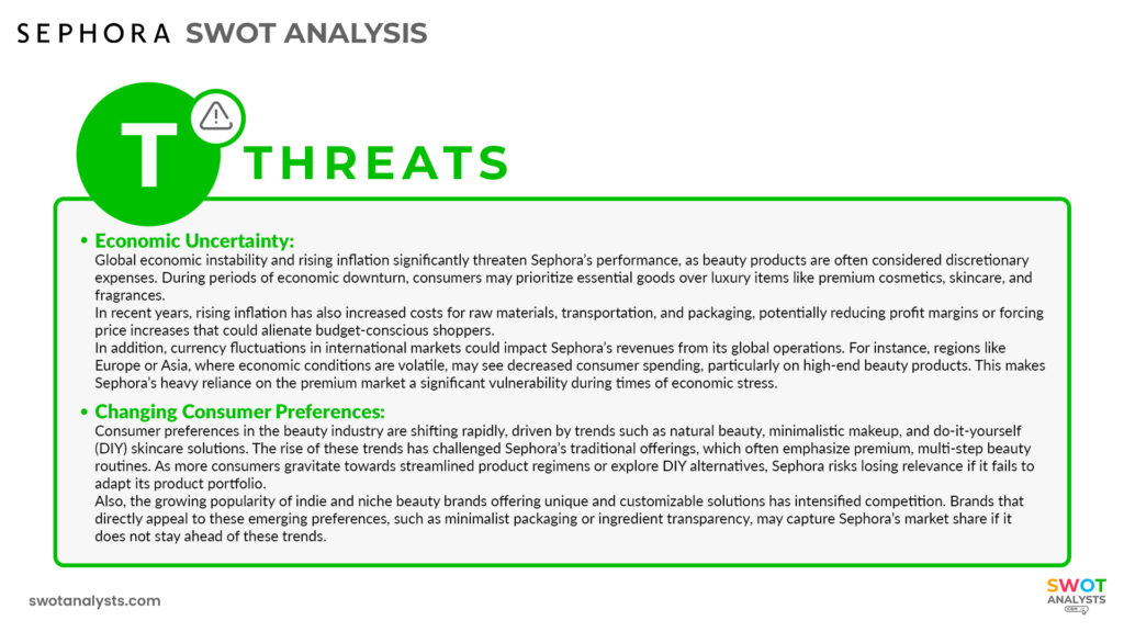 Sephora Threats - Sephora SWOT Analysis