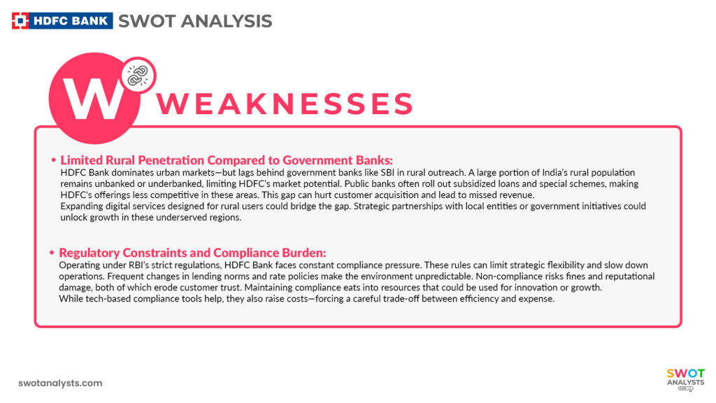 HDFC Bank Weaknesses - HDFC Bank SWOT Analysis