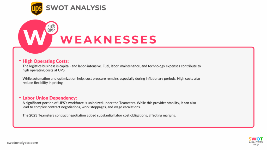 UPS Weaknesses - UPS SWOT Analysis